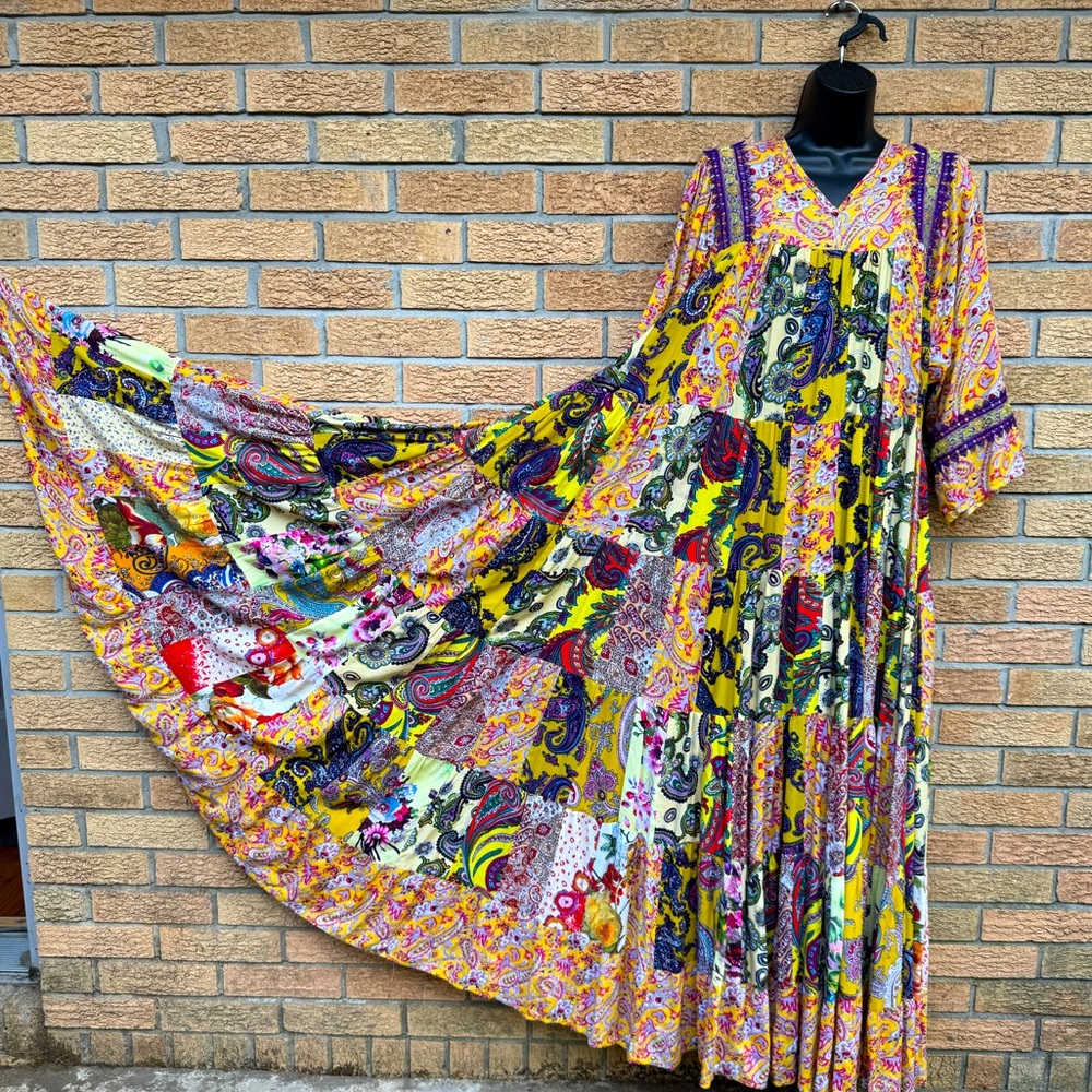 Colorful Paisley Maxi Dress flowy ankle
